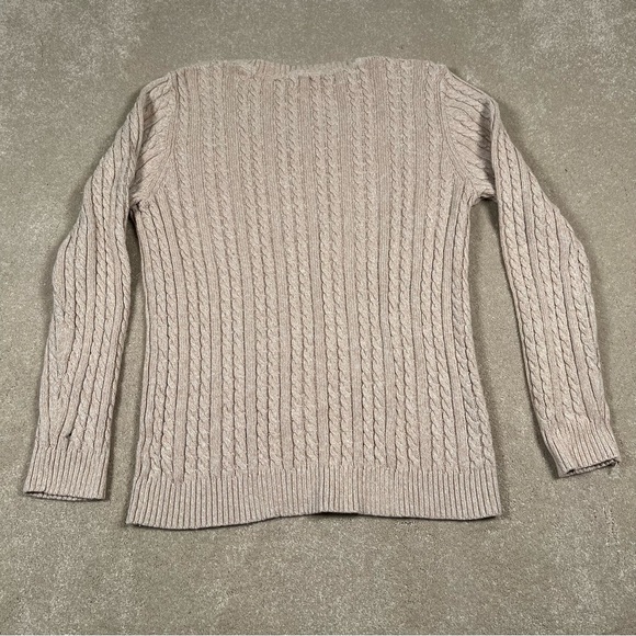 Croft & Barrow Tan Heathered Cable Knit‎ V Neck LS Sweater 100% Cotton Womens XL - Picture 9 of 11